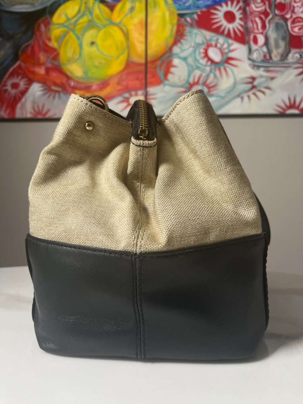 Kate Spade Charlotte Street Large Sloan Black Natural Storybook Satchel - Picture 4 of 14
